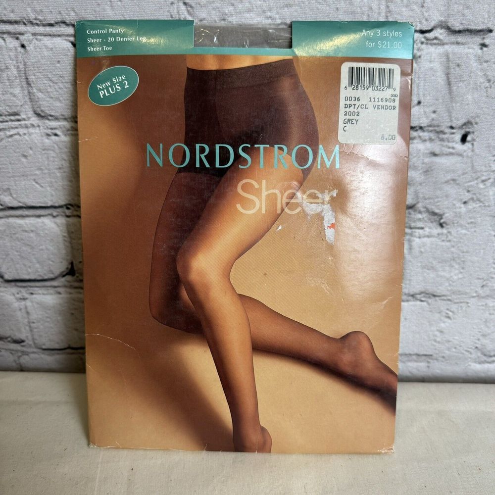 Vintage Nordstrom Sheer Control‎ Panty Hose Grey Sheer Toe Size C 20 Denier NOS